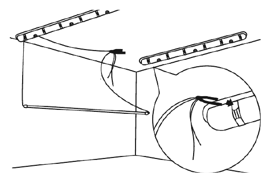 Step 11: Passing both rope ends through the second rail